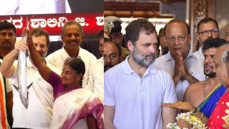 ಮೀನು ಮುಟ್ಟಿದ್ದೇನೆ ದೇಗುಲದ ಒಳಗೆ ಬರಬಹುದೇ?: ಹೊಸ್ತಿಲ ಹೊರಗೆ ನಿಂತು ರಾಹುಲ್ ಪ್ರಶ್ನೆ