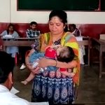 4 ತಿಂಗಳ ಮಗುವಿನೊಂದಿಗೆ ಬಂದು ಮತದಾನ ಮಾಡಿದ ಮಹಿಳೆ