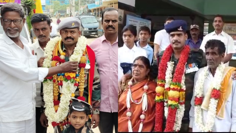 ದೇಶ ಸೇವೆ ಮಾಡಿ ವಾಪಸಾದ ಯೋಧರಿಗೆ ಅದ್ದೂರಿ ಸ್ವಾಗತ