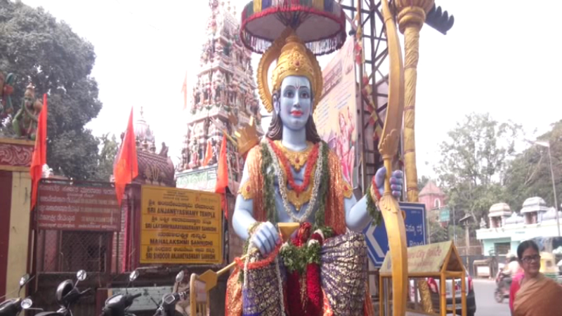 ಮೈಸೂರು ಬ್ಯಾಂಕ್ ಸರ್ಕಲ್‌ನಲ್ಲಿ ತಲೆ ಎತ್ತಿದೆ 15 ಅಡಿ ರಾಮನ ಮೂರ್ತಿ!