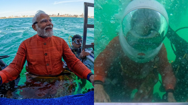 ಗುಜರಾತ್‌ನ ಸಮುದ್ರದ ಆಳದಲ್ಲಿ ಮೋದಿ ಸ್ಕೂಬಾ ಡೈವಿಂಗ್‌; ದ್ವಾರಕದಲ್ಲಿ ಪೂಜೆ