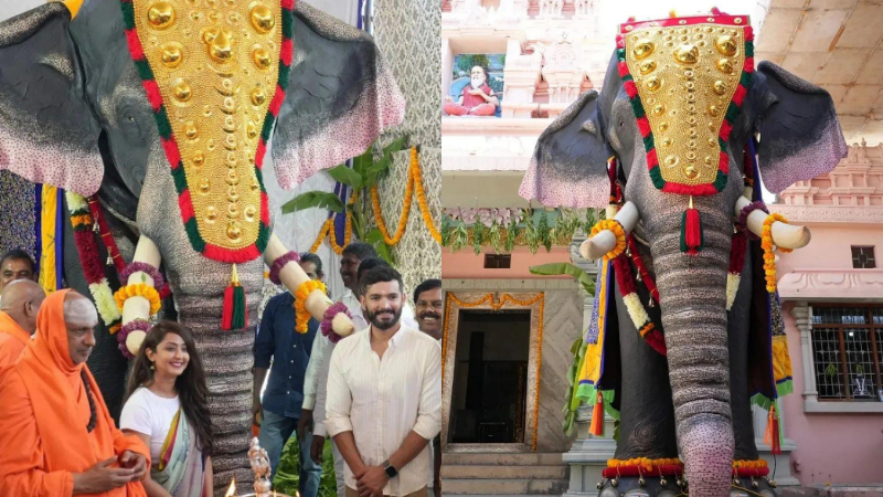 ಸುತ್ತೂರು ಮಠಕ್ಕೆ ಎಲೆಕ್ಟ್ರಿಕಲ್ ಆನೆ ದೇಣಿಗೆ ನೀಡಿದ ದಿಗಂತ್ ದಂಪತಿ