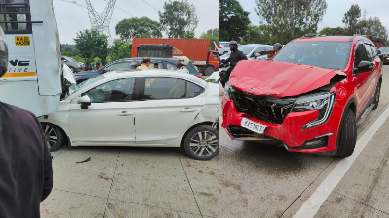 ನೈಸ್‌ರೋಡ್ ಬಳಿ ಲಾರಿಗೆ ಬಸ್ ಡಿಕ್ಕಿಯಾಗಿ ಸರಣಿ ಅಪಘಾತ – ಓರ್ವ ಸಾವು, ನಾಲ್ವರು ಗಂಭೀರ
