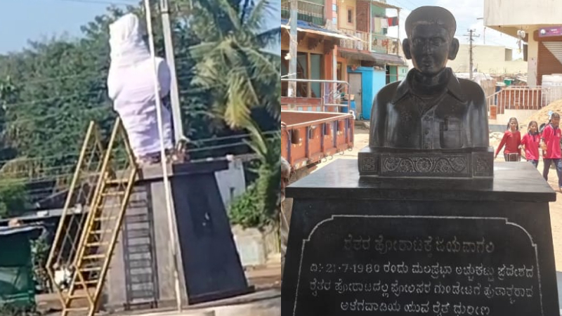 ಸಂಗೊಳ್ಳಿ ರಾಯಣ್ಣನ ಮೂರ್ತಿ ಭಗ್ನ – ಯುವಕ ಪೊಲೀಸ್ ವಶಕ್ಕೆ