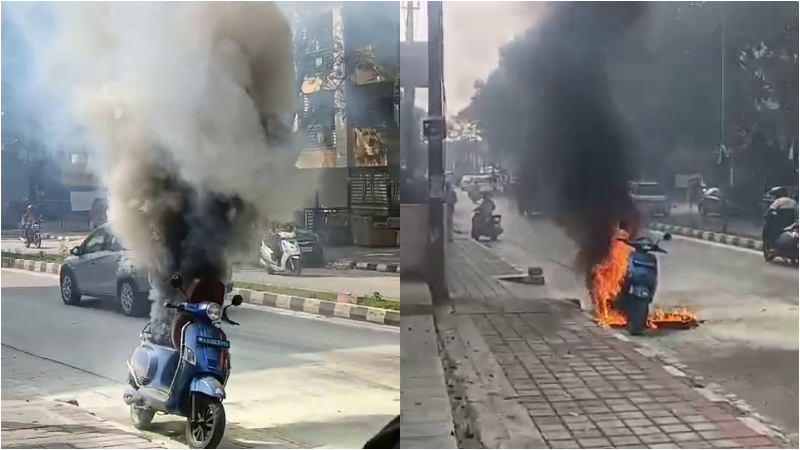 ಬೆಂಗಳೂರಿನ ನಡು ರಸ್ತೆಯಲ್ಲಿ ಹೊತ್ತಿ ಉರಿದ ಎಲೆಕ್ಟ್ರಿಕ್‌ ಸ್ಕೂಟರ್‌