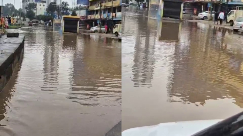 ಹೊಸೂರು ಹೈವೇಯಲ್ಲಿ ತುಂಬಿ ಹರಿದ ಮಳೆ ನೀರು – ವಾಹನ ಸವಾರರು ಪರದಾಟ