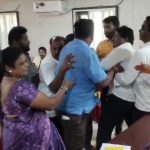 fight between congress members of honnali municipality over tender issue