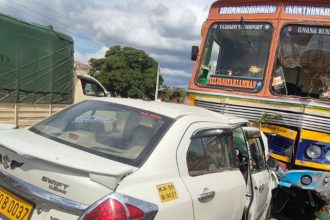 Chamarajanagar Serial accident between lorry car and moped four boys die
