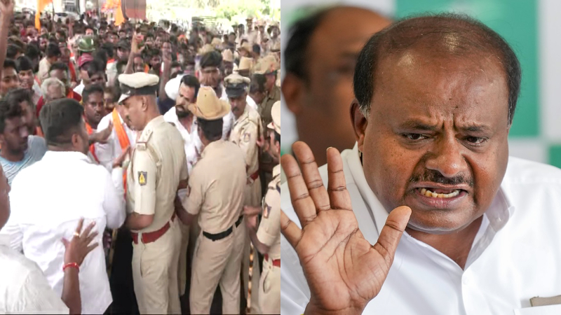 h.d.kumaraswamy Maddur Stone Pelting