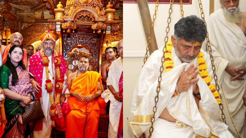 ಡಿಕೆಶಿ ಟೆಂಪಲ್ ರನ್ - ರಾಯರ ಅನುಗ್ರಹಕ್ಕಾಗಿ ತುಲಾಭಾರ ನೆರವೇರಿಸಿದ ಡಿಸಿಎಂ 3 DK Shivakumar Mantralaya 1