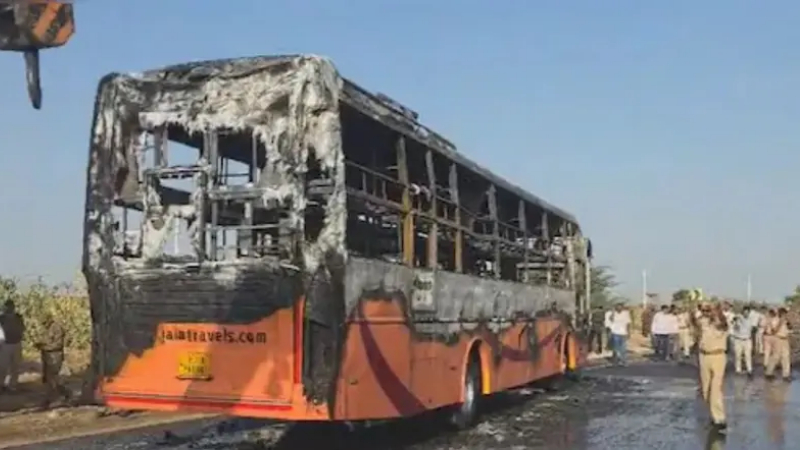 Jaisalmer Jodhpur Highway Bus Fire