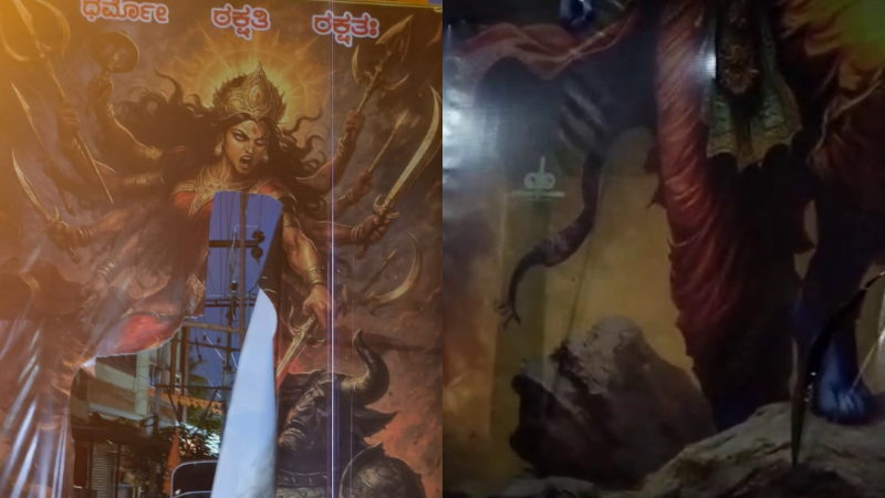 Tension prevails at Davangere over miscreants tearing rama flex