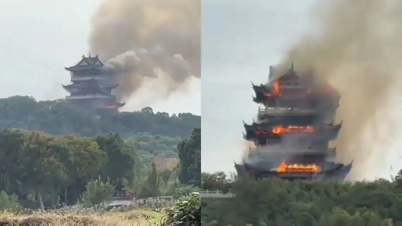 Massive Fire Breaks Out At 1500 Year Old Temple In China Destroys Multi Storey Pavilion