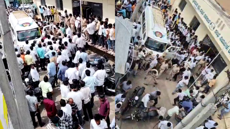 PKPS Elections BJP Congress members clashRanna Belagali Mudhol