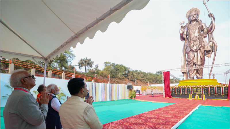 ವಿಶ್ವದ ಅತಿ ಎತ್ತರದ ಶ್ರೀರಾಮನ ಕಂಚಿನ ಪ್ರತಿಮೆ ಅನಾವರಣ 2 PM Narendra Modi unveils 77 foot Lord Ram bronze statue in Canacona Goa