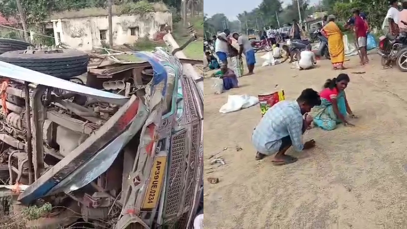 Tumakuru Wheat Lorry Overturn