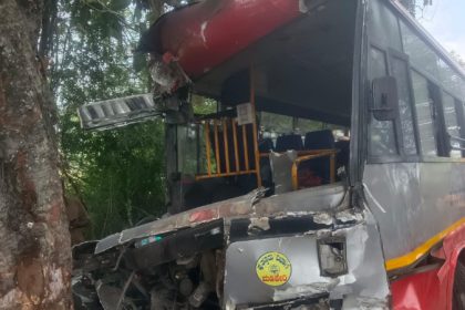 bus hits tree more than 10 injured five in critical condition in arasikere