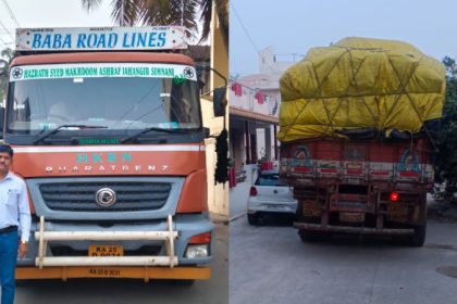 illegal transportation of annabhagya rice lorry seized in chitradurga