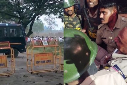 stone pelting on police van bagalkot