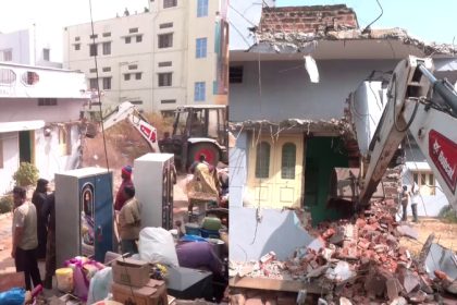 Evacuation of houses built on park land in Davangere