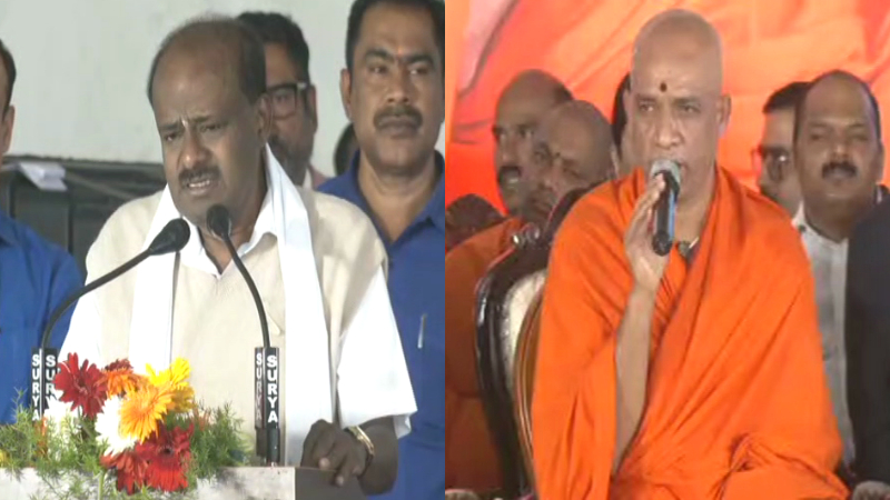 H.D Kumaraswamy Nirmala Nandanath swamiji 1