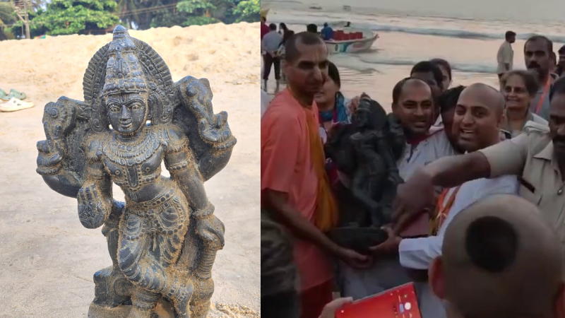 Viral video claiming to be of Krishna Statue of a gatekeeper found in Malpe beach