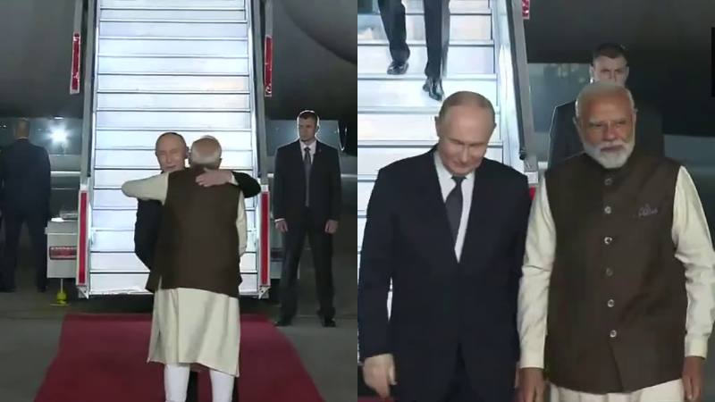 ದೆಹಲಿಗೆ ಬಂದಿಳಿದ ರಷ್ಯಾ ಅಧ್ಯಕ್ಷ - ಪುಟಿನ್ ಬರಮಾಡಿಕೊಂಡ ಮೋದಿ 1 Vladimir Putin PM Modi