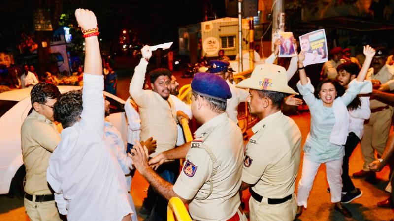 Youth Congress workers Detained for distributing sweets near BJP office Malleshwaram Bengaluru