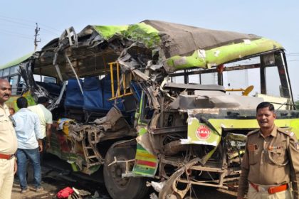 accident between transport bus and lorry Lokapura Bagalkote