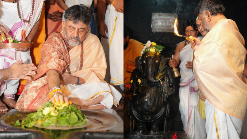 d.k.shivakumar andle jagadeeshwari temple 1