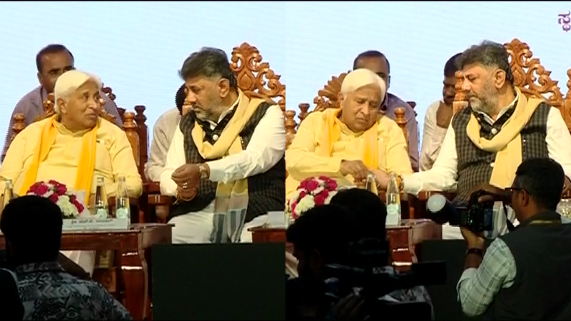 ಕೈಯಲ್ಲಿದ್ದ 24 ಲಕ್ಷದ ಕಾರ್ಟಿಯರ್ ವಾಚ್ ಬಿಚ್ಚಿ ಸಚಿವ ಹೆಚ್.ಕೆ.ಪಾಟೀಲ್ ಕೈಗೆ ಕೊಟ್ಟ ಡಿಕೆಶಿ 2 d.k.shivakumar h.k.patil