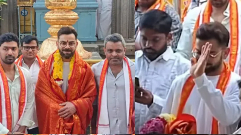 ಟೀಂ ಇಂಡಿಯಾ ಏಕದಿನ ಸರಣಿ ಗೆದ್ದ ಬೆನ್ನಲ್ಲೇ ಸಿಂಹಾಚಲಂ ದೇವಸ್ಥಾನಕ್ಕೆ ಕೊಹ್ಲಿ ಭೇಟಿ 1 virat kohli simachalam temple