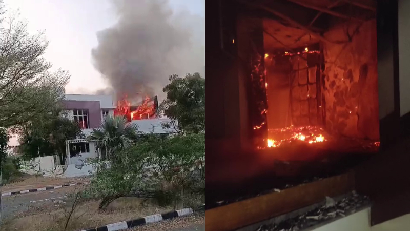Fire at Janardhan Reddys model house in Ballari 1