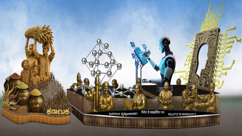 ಸಿರಿಧಾನ್ಯದಿಂದ ಮೈಕ್ರೋಚಿಪ್ವರೆಗೆ - ಗಣರಾಜ್ಯೋತ್ಸವಕ್ಕೆ ಸಿದ್ಧವಾಯ್ತು ಸ್ತಬ್ಧಚಿತ್ರ 2 Karnataka Tableau For Republic Day 2026 copy