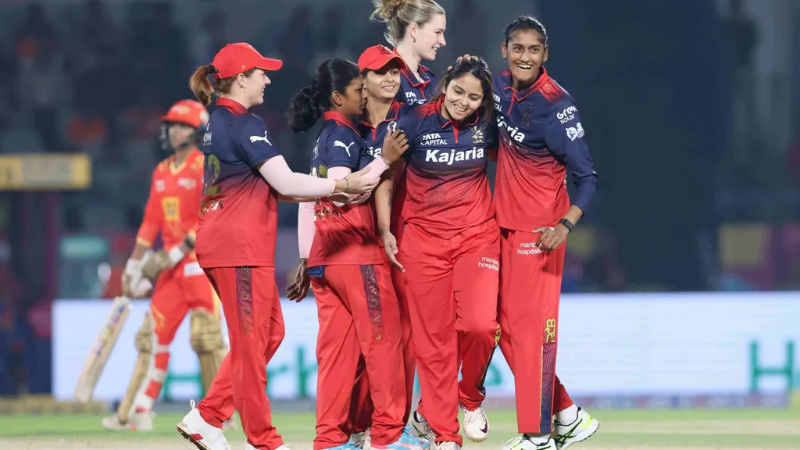 RCB Women vs Gujarat Giants Women won by 61 runs RCB QUALIFY FOR THE PLAYOFFS