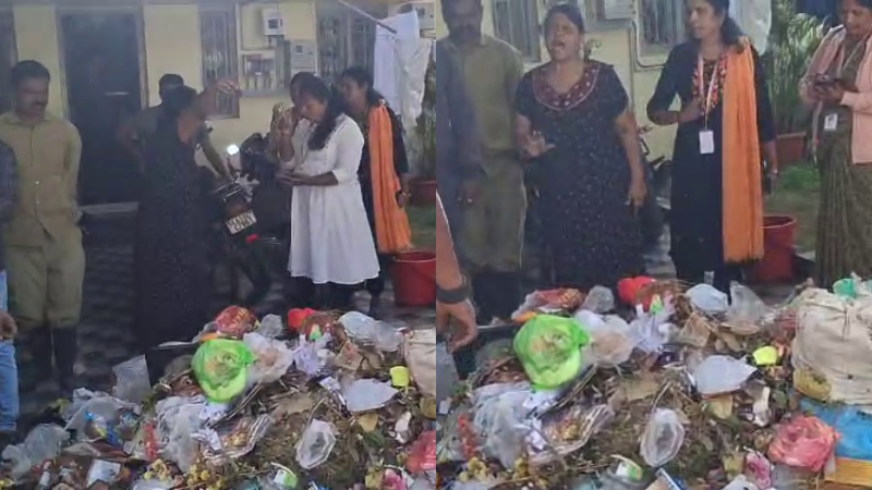 hassan municipal staff dumped a load of waste in the yard of a person who was littering on the roadside