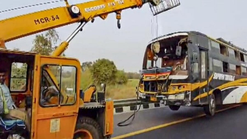 Double Decker Bus Overturns In Lucknow
