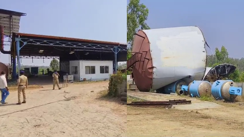 ಕಾರ್ಖಾನೆ ಸ್ಥಳಾಂತರ ವೇಳೆ ಕೆಮಿಕಲ್ ಟ್ಯಾಂಕ್ ಸ್ಫೋಟ - ಇಬ್ಬರು ಕಾರ್ಮಿಕರು ದುರ್ಮರಣ 1 Mandya Chemical Tank Blast