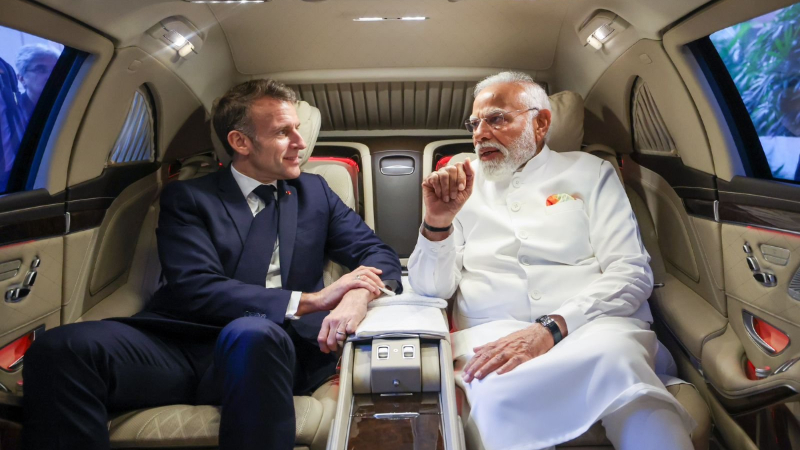 PM Narendra Modis car diplomacy on display again as he rides with France President Macron in Mumbai