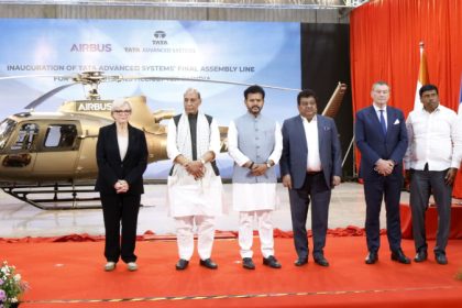 PM Narendramodi and Emmanuel Macron virtually inaugurated the Tata Airbus Light Helicopter Final Assembly Line facility at Vemagal in Kolar