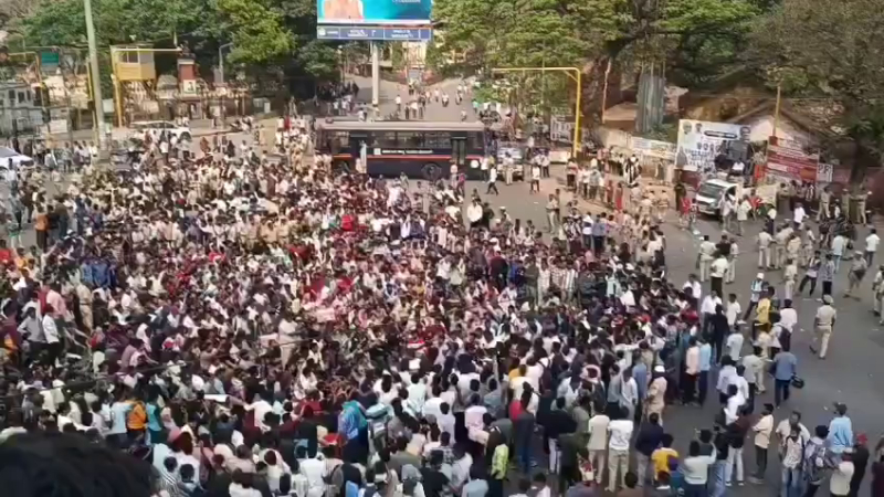 Students and Job Aspirants Stage Massive Protest Rally In Dharwad