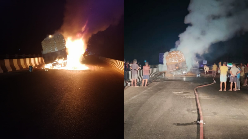 udupi lorry fire