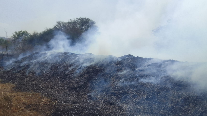 320 quintals of corn burnt in fire accident in Nyamathi davangere