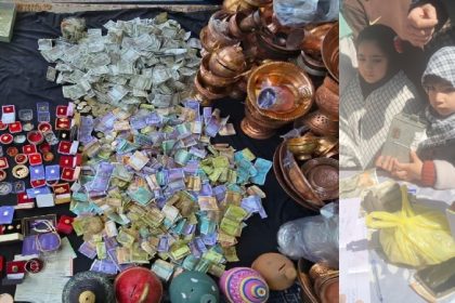 Cash and utensils donated by Kashmiris to iran people