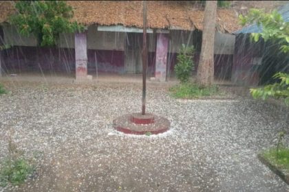 Hailstones thunder and lightning heavy rain in Shivamogga 1
