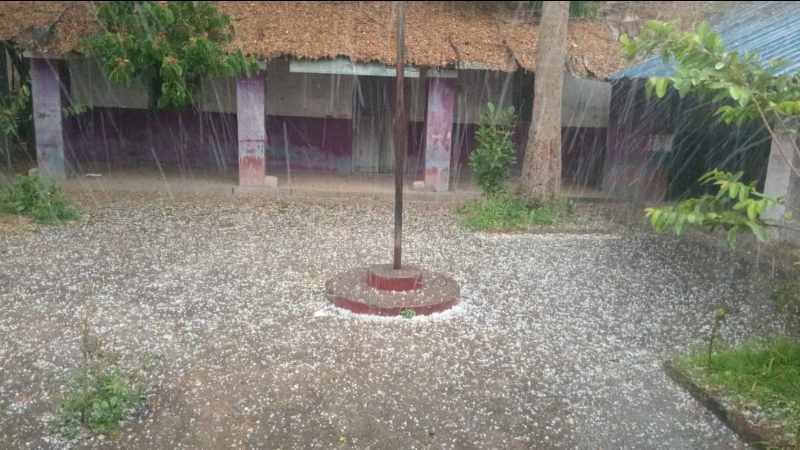 Hailstones thunder and lightning heavy rain in Shivamogga 1