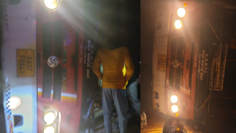 KKRTC bus overturns near Chikkamagaluru