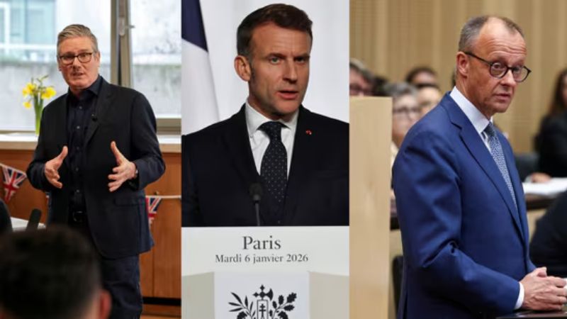 Keir Starmer Emmanuel Macron Friedrich Merz