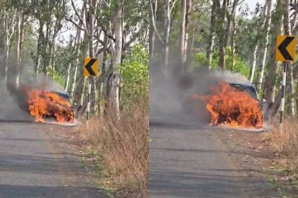 Maruthi 800 car on fire