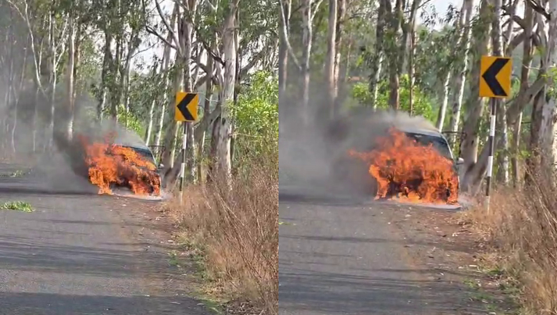 Maruthi 800 car on fire